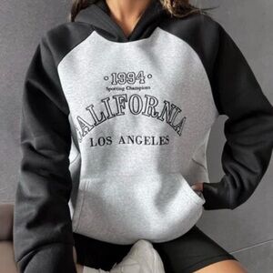 SHEIN Black and Gray California Los Angeles Hoodie